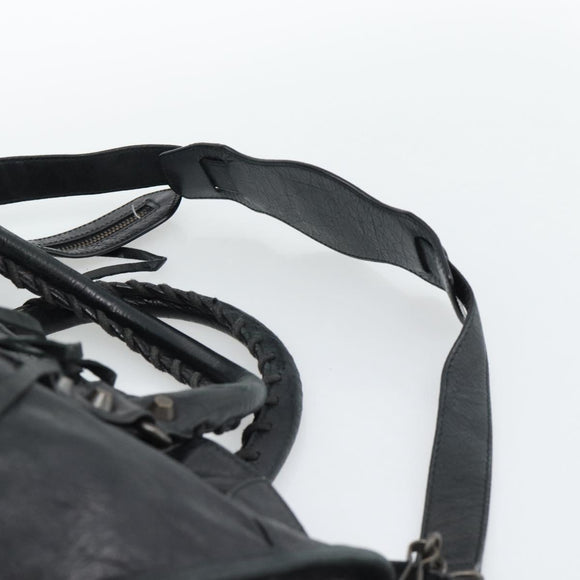BALENCIAGA The City Hand Bag Leather Black 115748 Auth ar14069