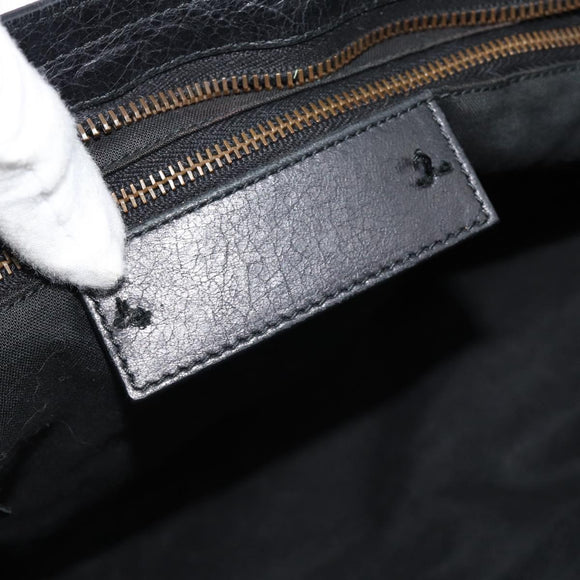 BALENCIAGA The City Hand Bag Leather Black 115748 Auth ar14069