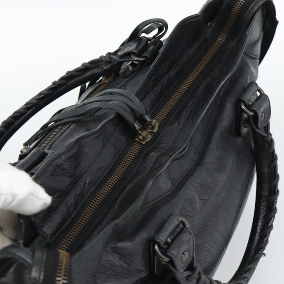 BALENCIAGA The City Hand Bag Leather Black 115748 Auth ar14069
