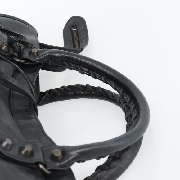 BALENCIAGA The City Hand Bag Leather Black 115748 Auth ar14069