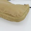 PRADA Nylon Hand Bag Beige Silver Auth ar14070-17