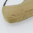 PRADA Nylon Hand Bag Beige Silver Auth ar14070-18