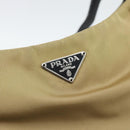 PRADA Nylon Hand Bag Beige Silver Auth ar14070-19