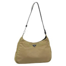 PRADA Nylon Hand Bag Beige Silver Auth ar14070-1