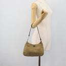 PRADA Nylon Hand Bag Beige Silver Auth ar14070-24