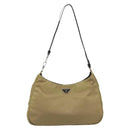 PRADA Nylon Hand Bag Beige Silver Auth ar14070-13