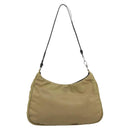 PRADA Nylon Hand Bag Beige Silver Auth ar14070-2