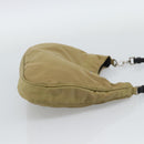 PRADA Nylon Hand Bag Beige Silver Auth ar14070-4