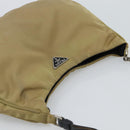 PRADA Nylon Hand Bag Beige Silver Auth ar14070-6