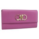 Salvatore Ferragamo Gancini Long Wallet Leather Pink Gold Auth ar14073V-1