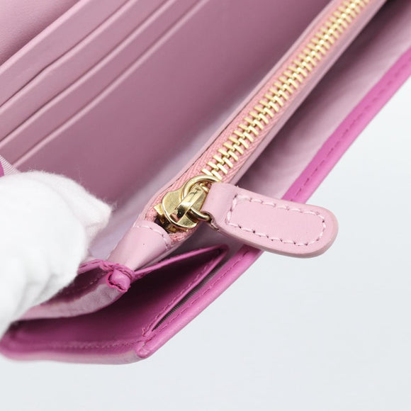 Salvatore Ferragamo Gancini Long Wallet Leather Pink Gold Auth ar14073V
