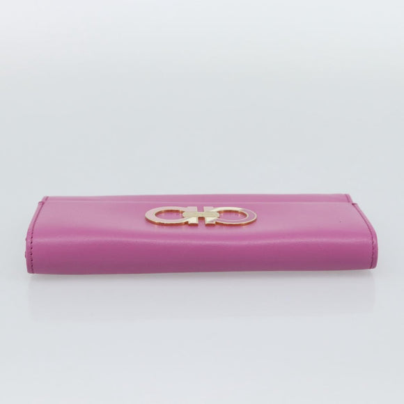Salvatore Ferragamo Gancini Long Wallet Leather Pink Gold Auth ar14073V