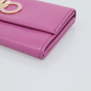 Salvatore Ferragamo Gancini Long Wallet Leather Pink Gold Auth ar14073V-8