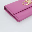 Salvatore Ferragamo Gancini Long Wallet Leather Pink Gold Auth ar14073V-9