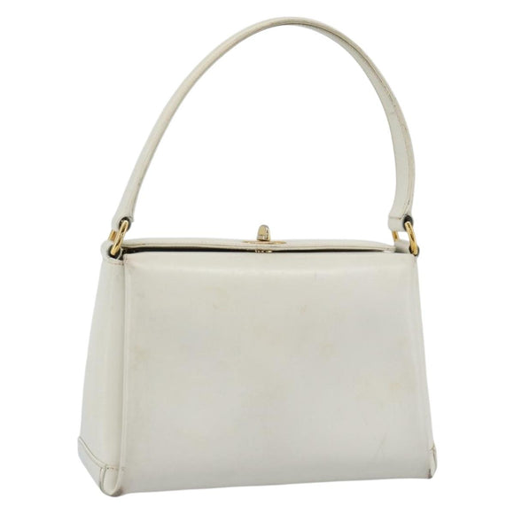 GUCCI Hand Bag Leather White Gold 000 406 0025 Auth ar14074