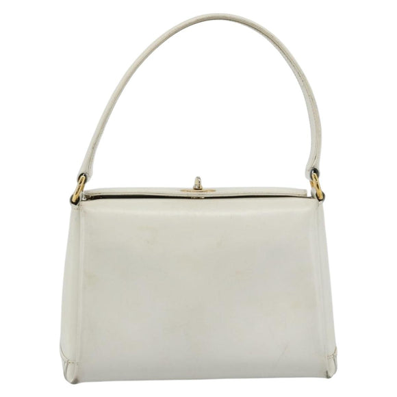 GUCCI Hand Bag Leather White Gold 000 406 0025 Auth ar14074