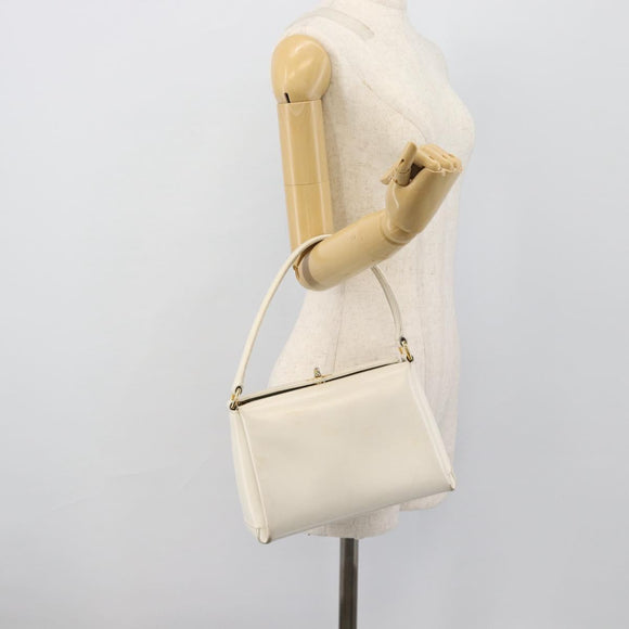 GUCCI Hand Bag Leather White Gold 000 406 0025 Auth ar14074
