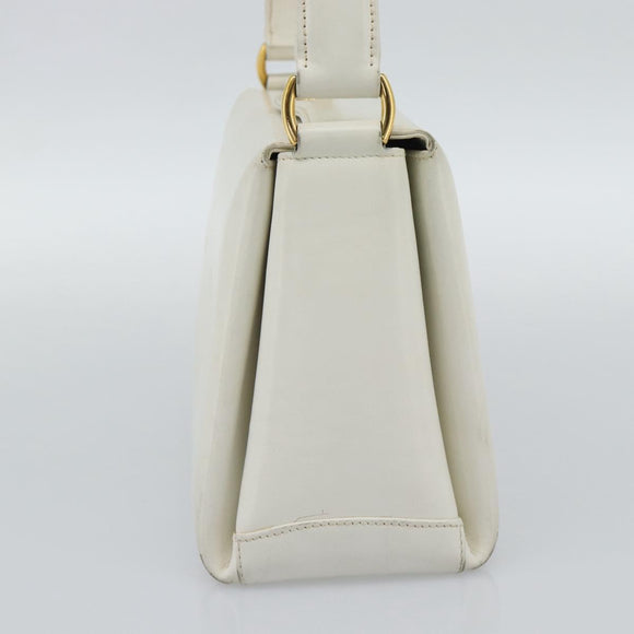 GUCCI Hand Bag Leather White Gold 000 406 0025 Auth ar14074