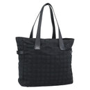 CHANEL New Travel Line Tote Bag Canvas Black CC Auth ar14076-1