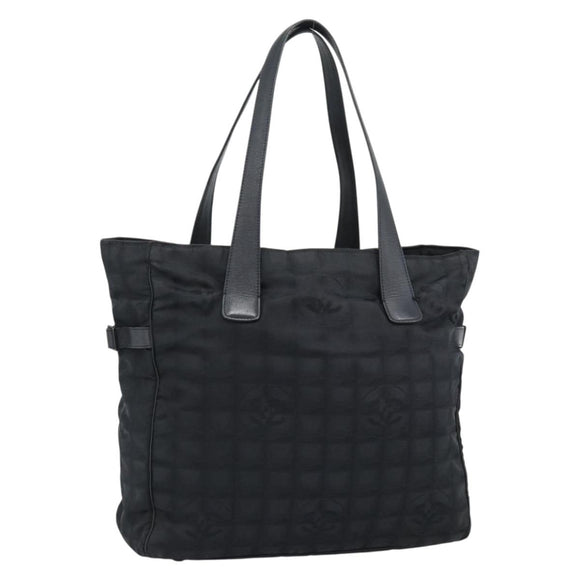 CHANEL New Travel Line Tote Bag Canvas Black CC Auth ar14076