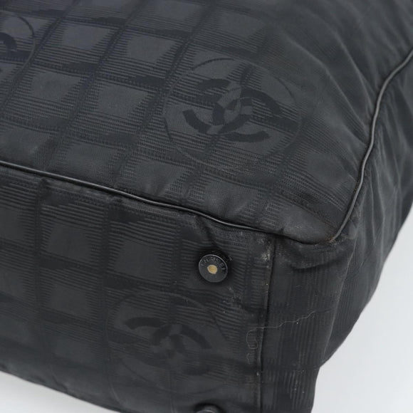 CHANEL New Travel Line Tote Bag Canvas Black CC Auth ar14076