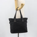 CHANEL New Travel Line Tote Bag Canvas Black CC Auth ar14076-24