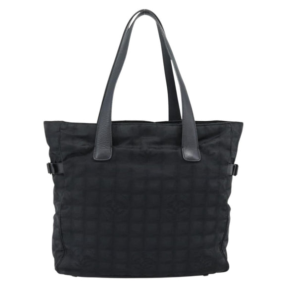 CHANEL New Travel Line Tote Bag Canvas Black CC Auth ar14076