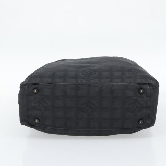 CHANEL New Travel Line Tote Bag Canvas Black CC Auth ar14076