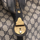 GUCCI GG Supreme Boston Bag PVC Leather Navy Gold Auth ar14078-18