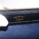 GUCCI GG Supreme Boston Bag PVC Leather Navy Gold Auth ar14078-12