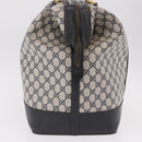 GUCCI GG Supreme Boston Bag PVC Leather Navy Gold Auth ar14078-3