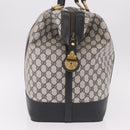 GUCCI GG Supreme Boston Bag PVC Leather Navy Gold Auth ar14078-4