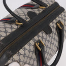 GUCCI GG Supreme Boston Bag PVC Leather Navy Gold Auth ar14078-6