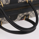 GUCCI GG Supreme Boston Bag PVC Leather Navy Gold Auth ar14078-7