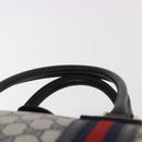 GUCCI GG Supreme Boston Bag PVC Leather Navy Gold Auth ar14078-14