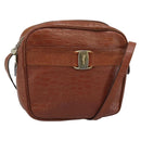 Salvatore Ferragamo Vala Shoulder Bag Leather Brown Gold Auth ar14079-1