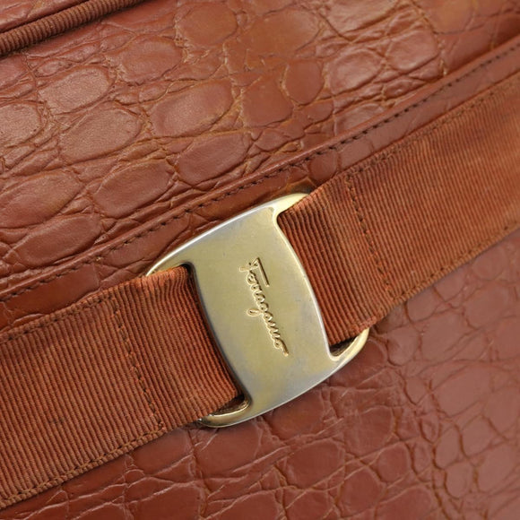 Salvatore Ferragamo Vala Shoulder Bag Leather Brown Gold Auth ar14079