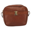 Salvatore Ferragamo Vala Shoulder Bag Leather Brown Gold Auth ar14079-13