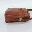Salvatore Ferragamo Vala Shoulder Bag Leather Brown Gold Auth ar14079-4