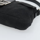 FENDI Mamma Baguette Shoulder Bag Cotton Black Silver Auth ar14086-10