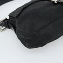 FENDI Mamma Baguette Shoulder Bag Cotton Black Silver Auth ar14086-11