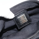 FENDI Mamma Baguette Shoulder Bag Cotton Black Silver Auth ar14086-20