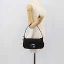 FENDI Mamma Baguette Shoulder Bag Cotton Black Silver Auth ar14086-22