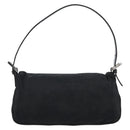 FENDI Mamma Baguette Shoulder Bag Cotton Black Silver Auth ar14086-3