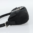 FENDI Mamma Baguette Shoulder Bag Cotton Black Silver Auth ar14086-4