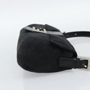 FENDI Mamma Baguette Shoulder Bag Cotton Black Silver Auth ar14086-5