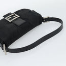 FENDI Mamma Baguette Shoulder Bag Cotton Black Silver Auth ar14086-7
