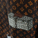 LOUIS VUITTON Catgram Long Sleeve Shirt Silk 40 Brown LV Auth ar14094-11