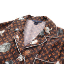 LOUIS VUITTON Catgram Long Sleeve Shirt Silk 40 Brown LV Auth ar14094-12