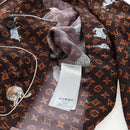 LOUIS VUITTON Catgram Long Sleeve Shirt Silk 40 Brown LV Auth ar14094-14